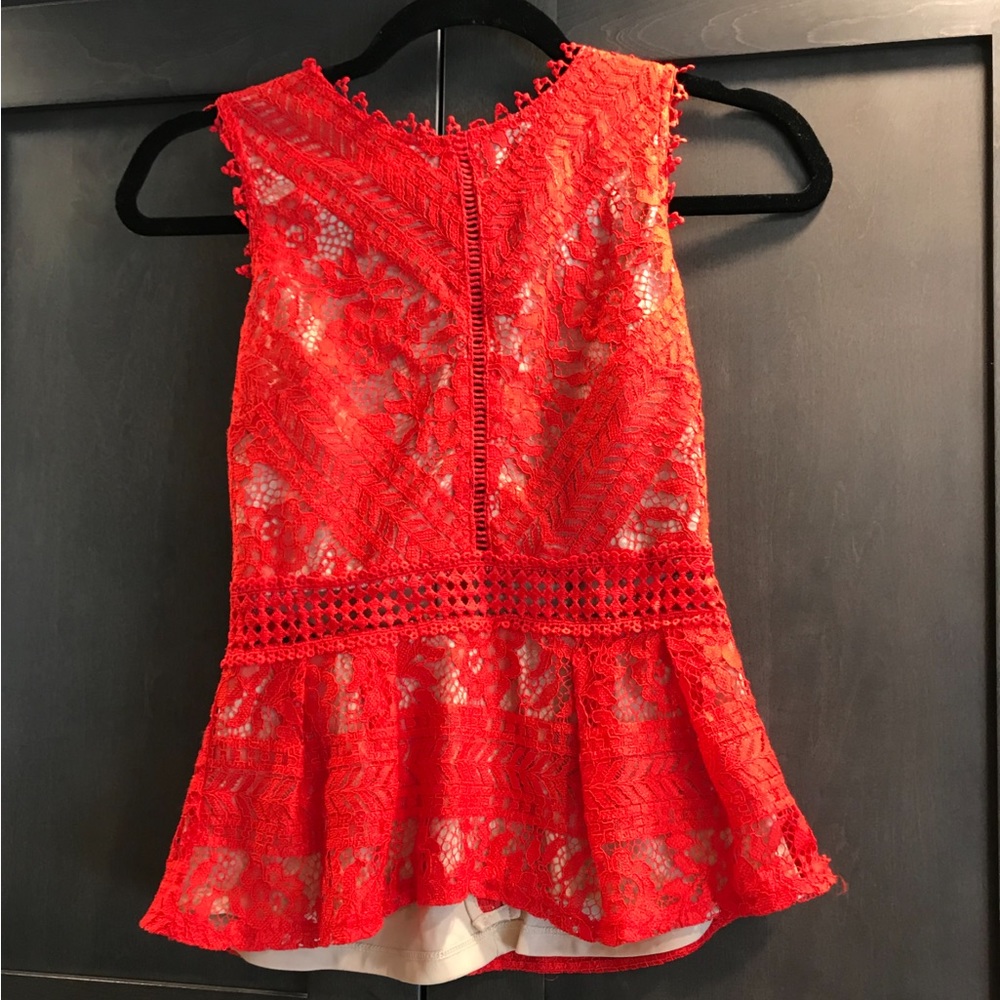 Red lace Peplum top